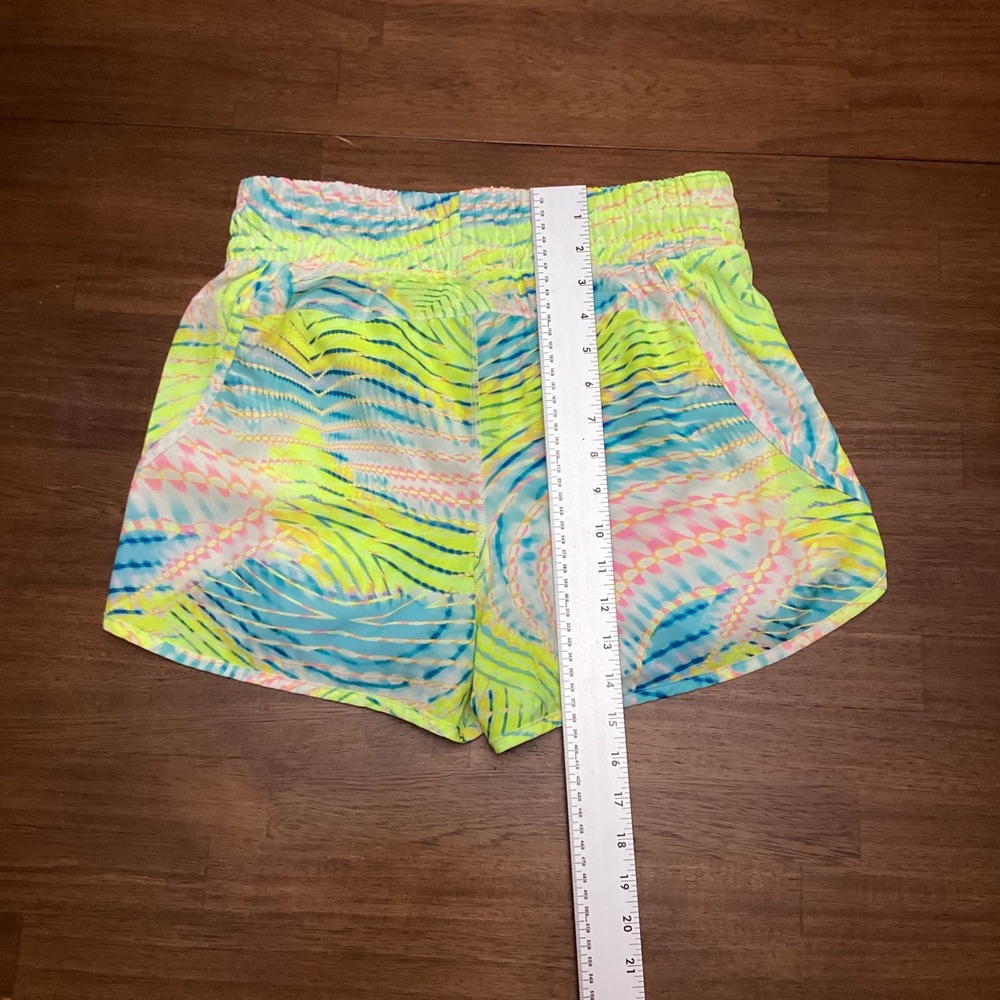 Avia Womens Neon Tie Dye Running Shorts Built-in Liner Yellow Blue Small 4-6 - Picture 3 of 8